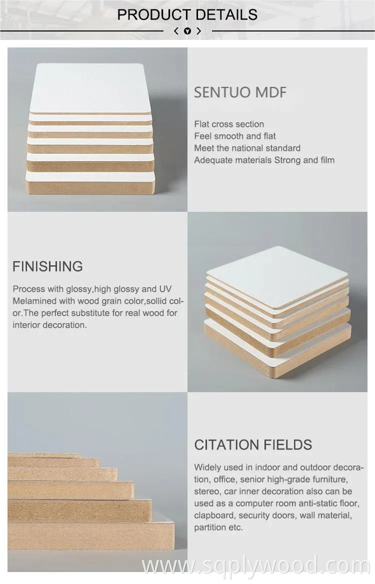 for Interior Wall Panel UV Glossy Laminated Pet Particleboard Melamine MDF